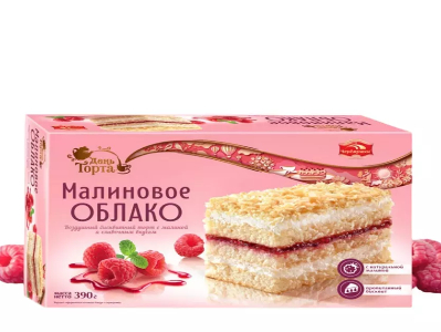 Торт бисквитный Малиновое облако «Черемушки» с малиной и сливочным вкусом 390 г