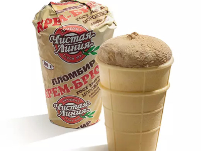 Мороженое пломбир крем-брюле в вафельном стаканчике, 80г