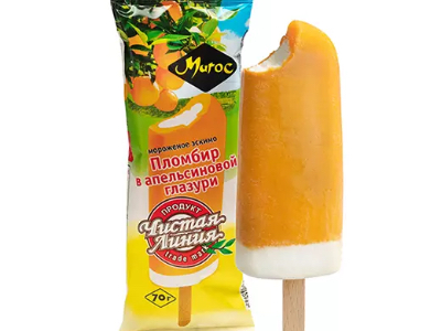 Мороженое пломбир в апельсиновой глазури, 70г